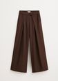 Wijde broek met plooien, donkerbruin, large