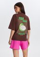 T-shirt met kokosnootprint, donkerbruin, large