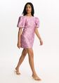 Shiny jacquard jurk, lila, large