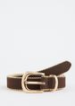 Suedine riem met details, donkerbruin, large