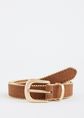 Suedine riem met details, cognac, donker, large