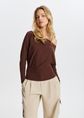 Off shoulder trui, donkerbruin, large