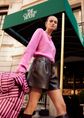 Faux leather short, donkerbruin, large