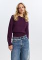 Trui met schoudervulling, aubergine, large