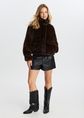 Faux fur jacket, donkerbruin, large