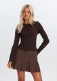 Ribgebreid vest, donkerbruin, large
