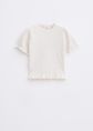 Korte mouwen trui met ruches, wit, off-white, large