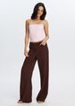 Wijde broek met structuur, donkerbruin, large