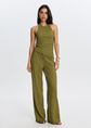 Wijde broek met structuur, groen, olijf, midden, large