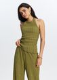 Halter top met structuur, groen, olijf, midden, large