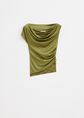 Gedrapeerde top met kant, groen, army, large