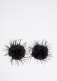 Faux feather mouw detail, zwart, large