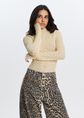 Bodycon Top met Open Kantpatroon, lichtgeel, large