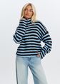 Gestreept vest met rits, lichtblauw, large