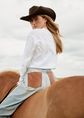 Jeans met imitatieleren zakken, blauw, used light, large