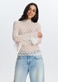 Kanten top met lange mouwen, wit, off-white, large