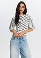 Polkadot T-shirt met strik, meerkleurig, large