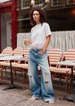 T-shirt met ruches, wit, large