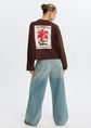 Longsleeve met bloemenprint, donkerbruin, large