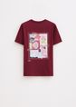 T-shirt met postcard print, bordeaux, large