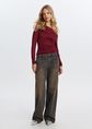 Wide leg jeans met vintage wassing, blauw grijs, large