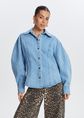 Denim barrel blouse, blauw, used middle, large