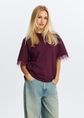 T-shirt met veren, aubergine, donker, large