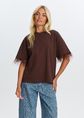 T-shirt met veren, donkerbruin, large