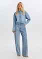 Wide leg jeans met strass, blauw, used light, large