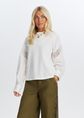 Poplin longsleeve met kanten details, wit, large