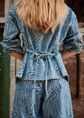 Denim zebra blouse, blauw, used light, large
