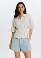 Getailleerde blouse met strass, lichtgeel, large