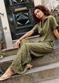 Wijde broek met kanten details, groen, olijf, midden, large
