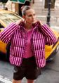 Gestreepte puffer jacket, bordeaux, large