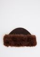 Faux fur beanie, donkerbruin, large