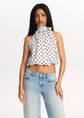 Polkadot balloon halter top, wit, large