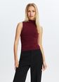 Mouwloze top met plooien, bordeaux, large