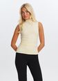 Mouwloze top met plooien, lichtgeel, large