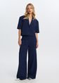 Wijde broek met riem, donkerblauw, large
