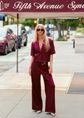 Wijde broek met riem, bordeaux, melee, large