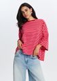 Gestreept T-shirt, rood, large