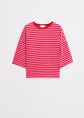 Gestreept T-shirt, rood, large