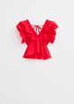 Ruffle V-hals top, rood, large