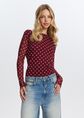 Mesh top met gathering, bordeaux, large