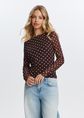 Mesh top met gathering, donkerbruin, large