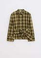 Geruite blouse met strikdetail, groen, olijf, midden, large