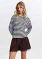 Getailleerd T-shirt met strepen, lichtblauw, large