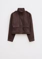 Suedine pocket jas, koffie, donker, large