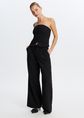 Pantalon met plooien, zwart, large