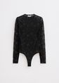 Kanten glitter body, zwart, large